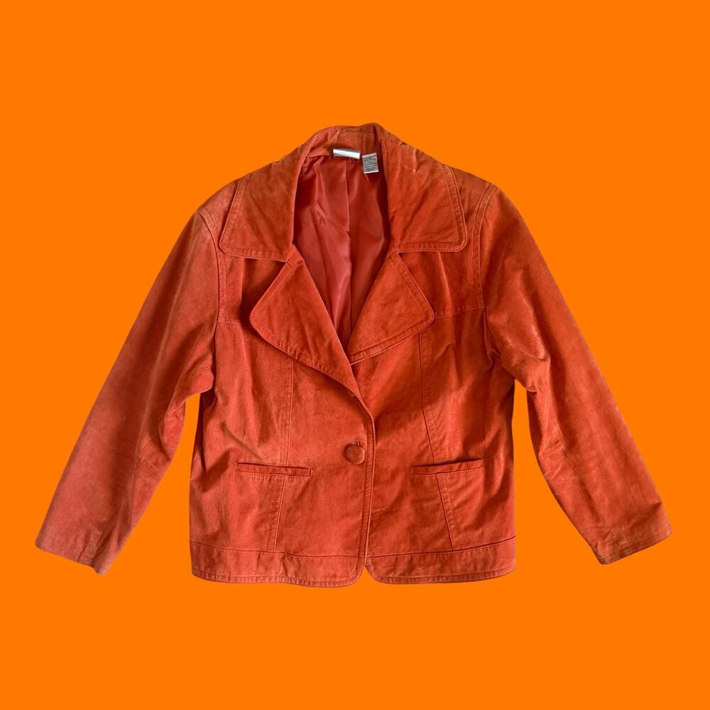 90's 00's vintage orange suede 100% leather maximalist y2k jacket L/XL Chico's